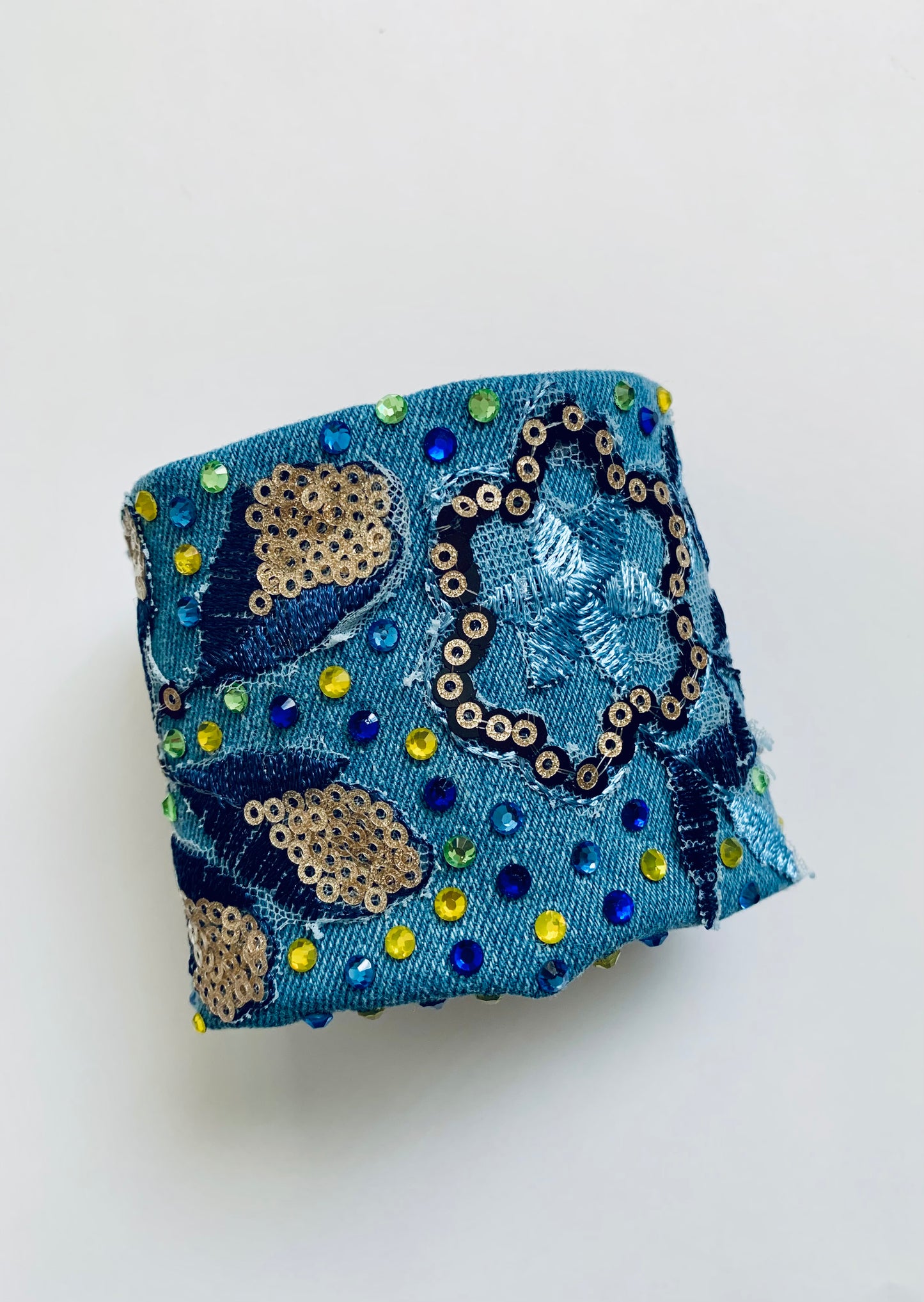 FLORA – Hand-Embellished Denim Bracelet | Handmade in USA