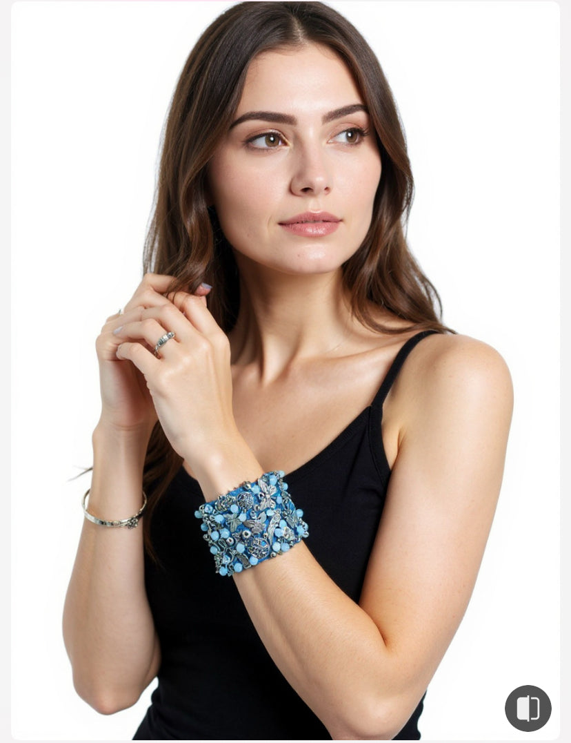 Angel Denim Bracelet with Charms & Beads– Boho Chic