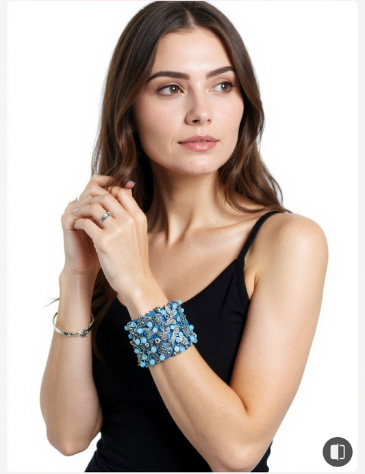 Angel Denim Bracelet with Charms & Beads– Boho Chic