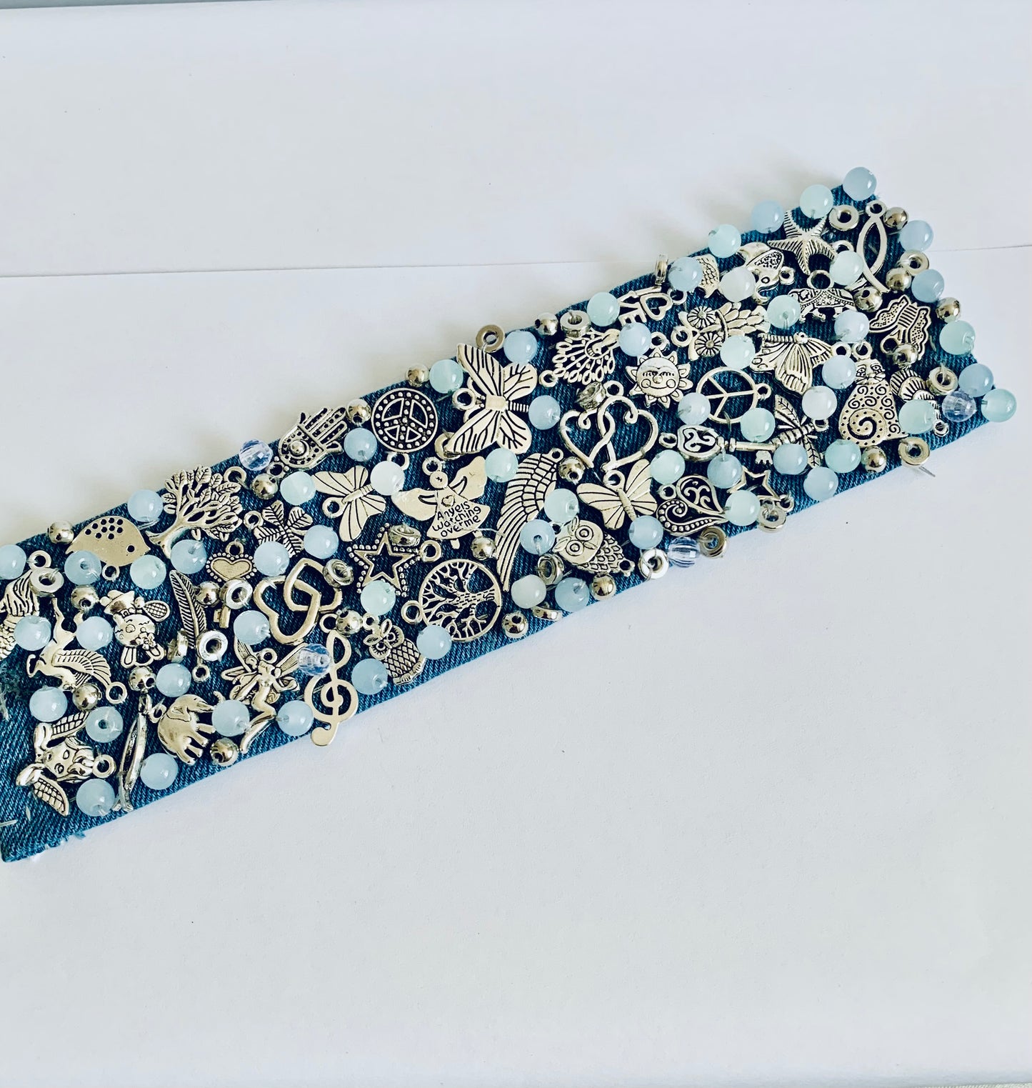 Angel Denim Bracelet with Charms & Beads– Boho Chic