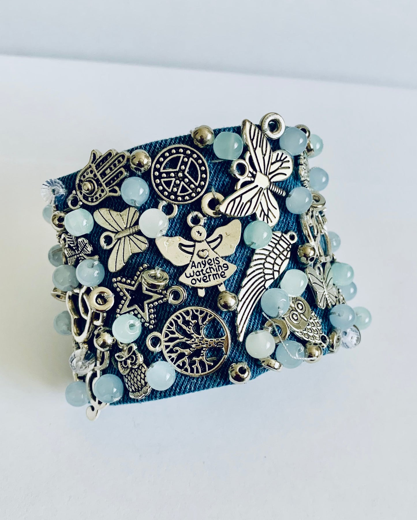 Angel Denim Bracelet with Charms & Beads– Boho Chic