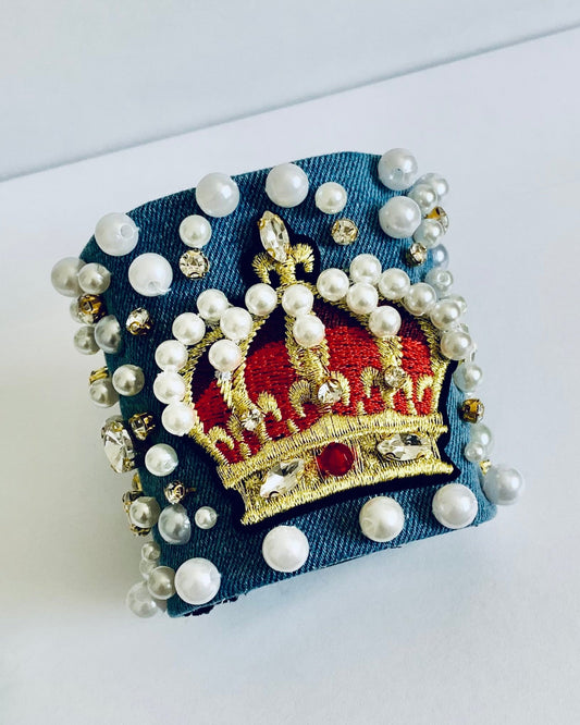Crown Denim Bracelet with Charms & Beads– Boho Chic Jewelry