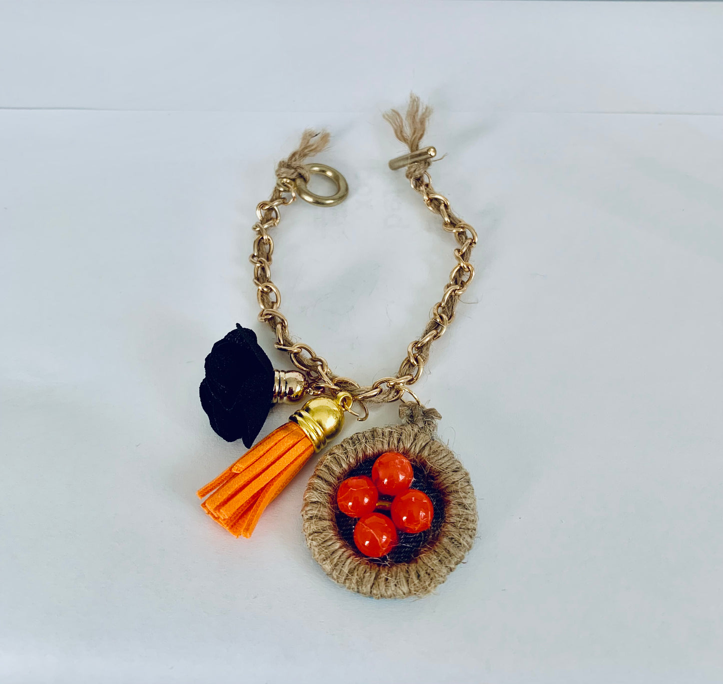 Rustica Denim Bracelet with Charms and Beads–Boho Chic Jewelry