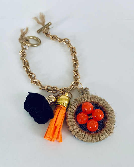 Rustica Denim Bracelet with Charms and Beads–Boho Chic Jewelry