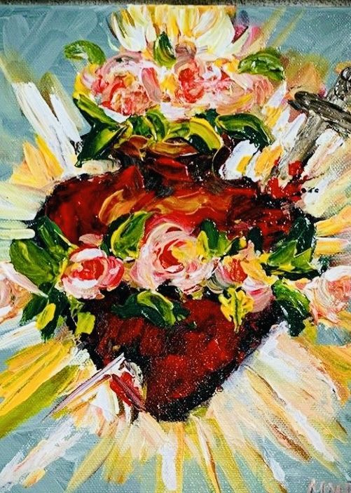 Wall Art 11"x14" Floral Heart – Framed Picture of Faith