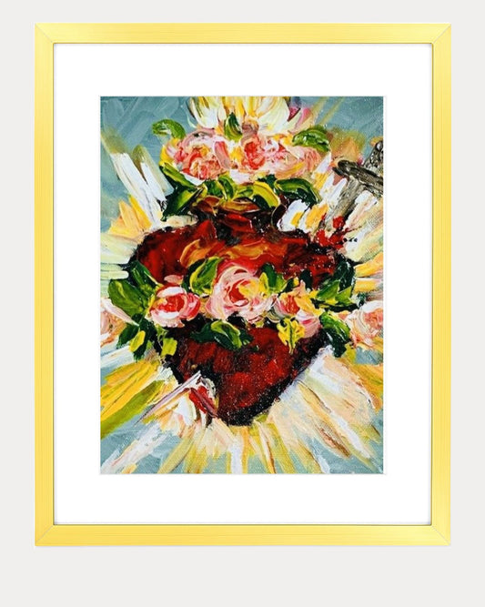 Wall Art 11"x14" Floral Heart – Framed Picture of Faith