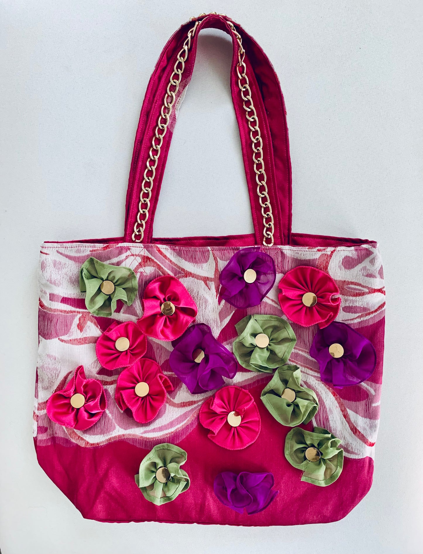Handmade Floral Tote Bag– Appliqué Flowers – Boho Chic