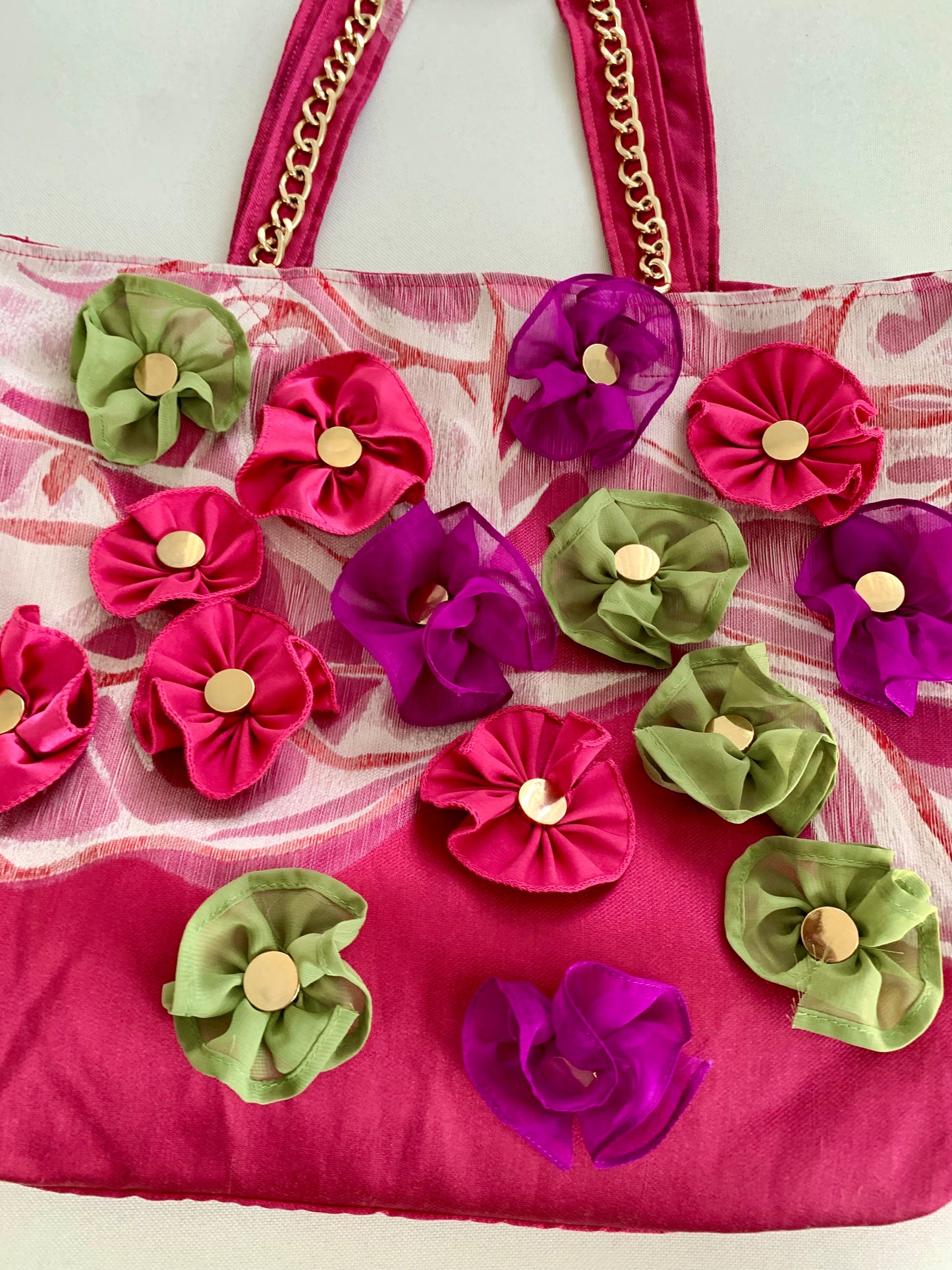 Handmade Floral Tote Bag– Appliqué Flowers – Boho Chic
