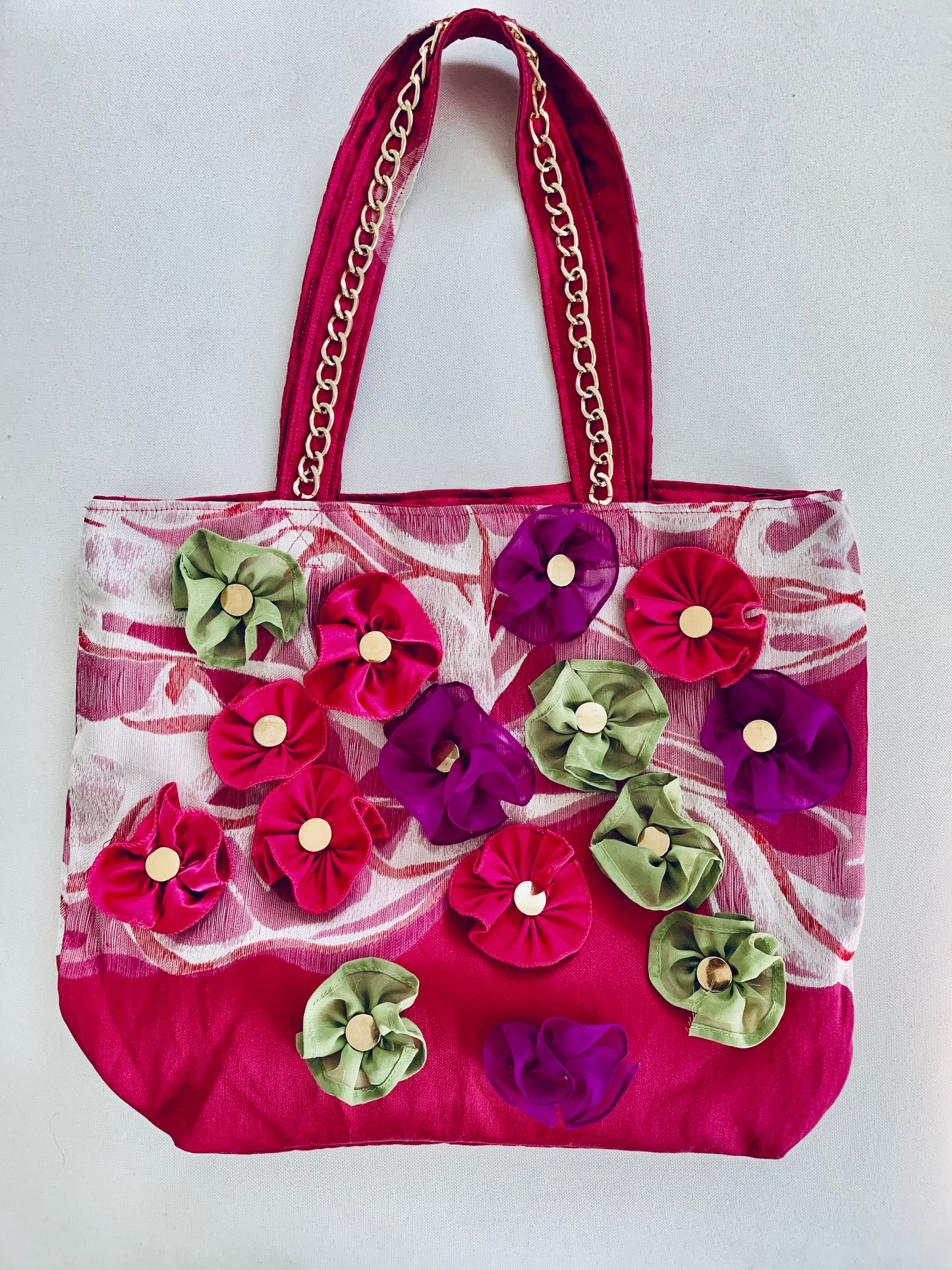Handmade Floral Tote Bag– Appliqué Flowers – Boho Chic