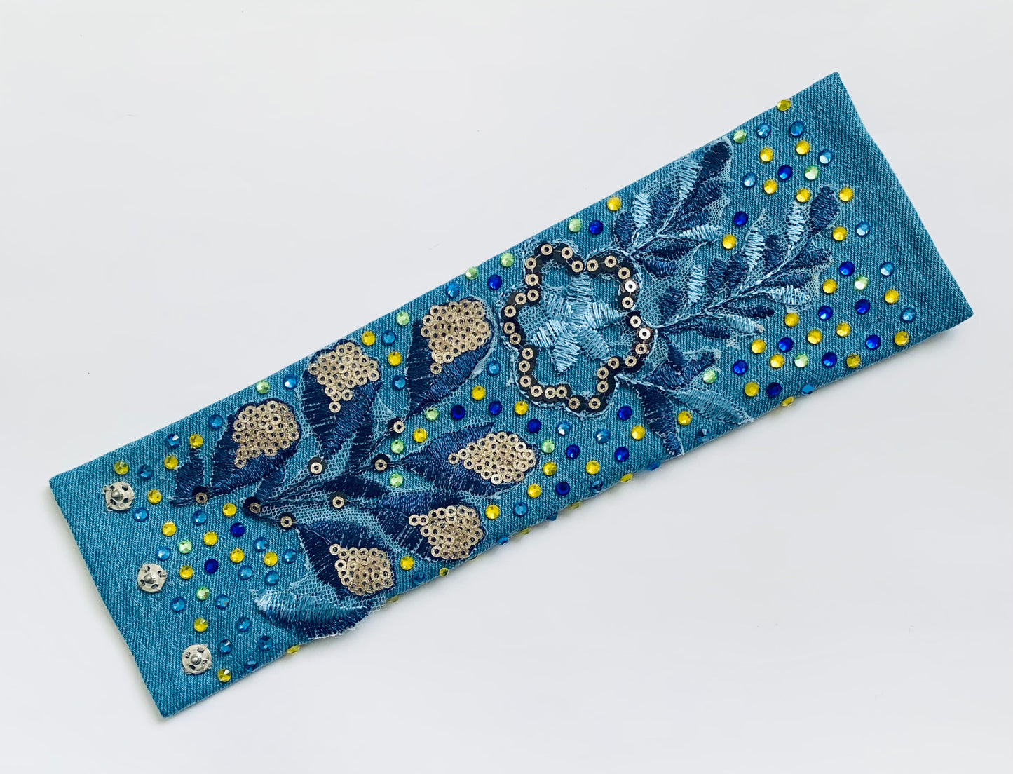 FLORA – Hand-Embellished Denim Bracelet | Handmade in USA