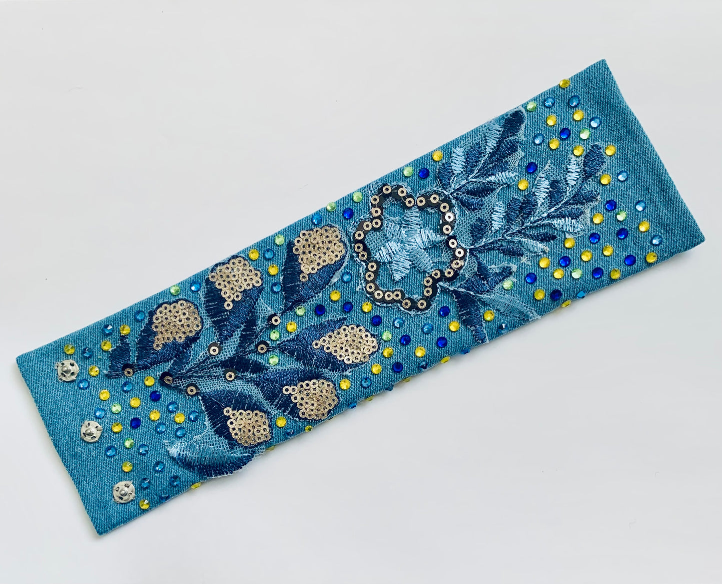 FLORA – Hand-Embellished Denim Bracelet | Handmade in USA