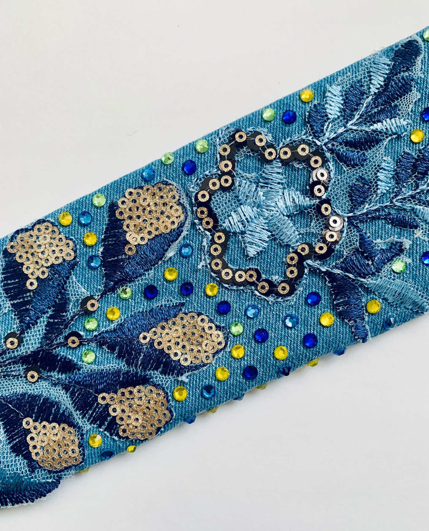 FLORA – Hand-Embellished Denim Bracelet | Handmade in USA