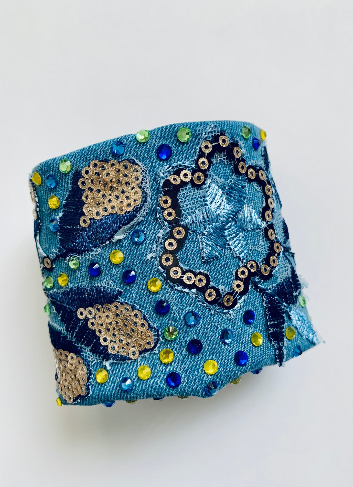 FLORA – Hand-Embellished Denim Bracelet | Handmade in USA