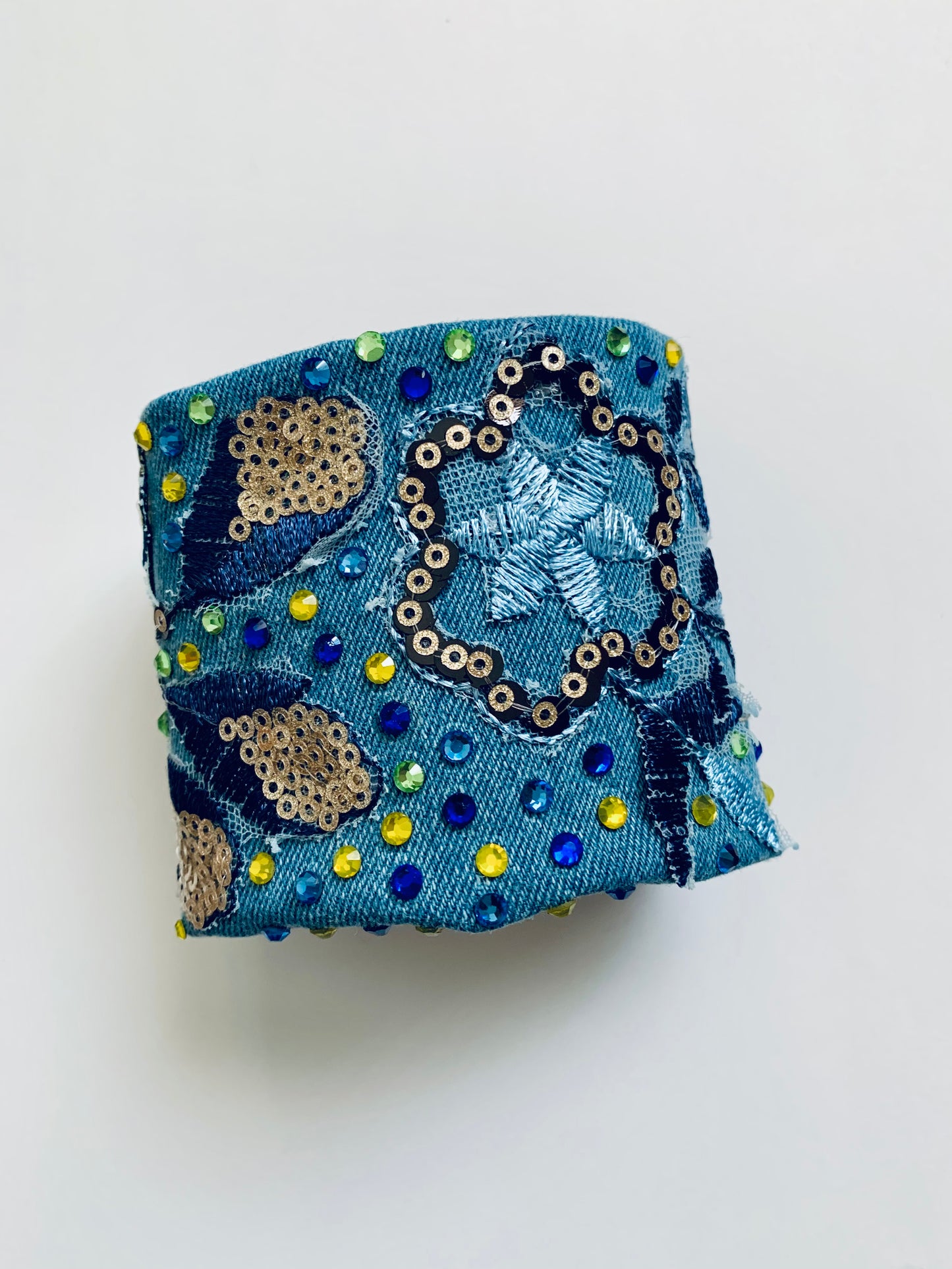 FLORA – Hand-Embellished Denim Bracelet | Handmade in USA