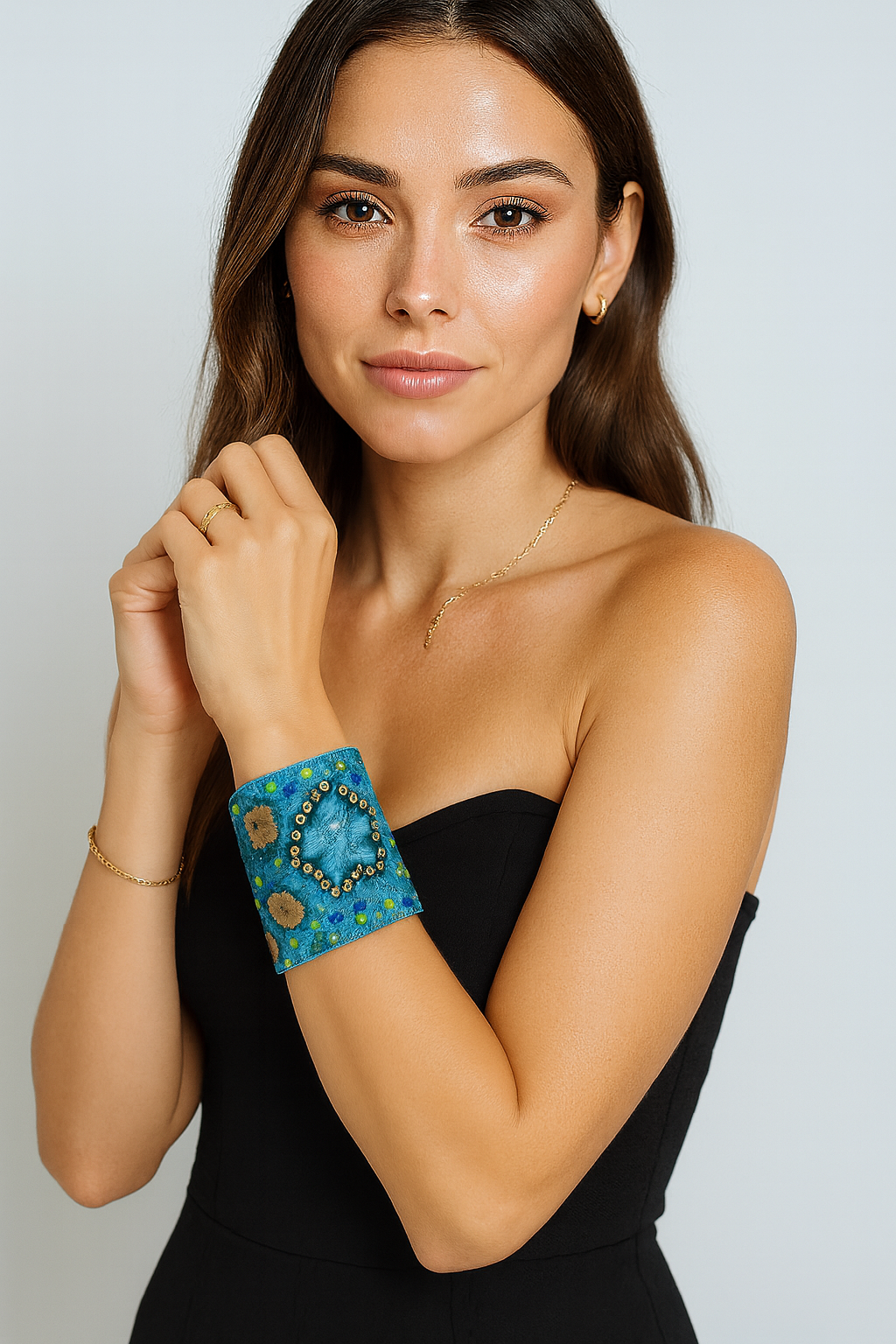 FLORA – Hand-Embellished Denim Bracelet | Handmade in USA