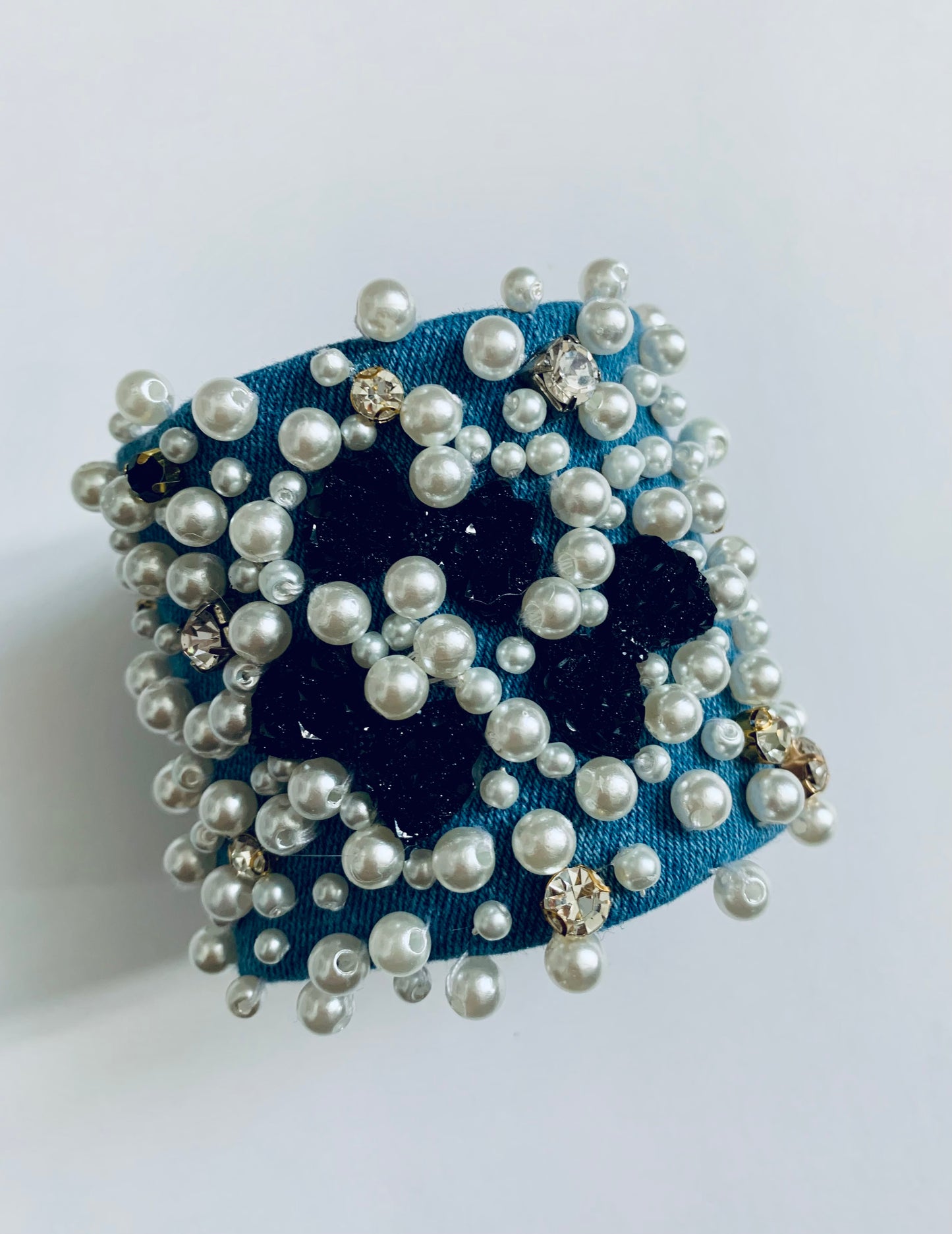 Bows Denim Bracelet with Charms & Beads– Boho Chic