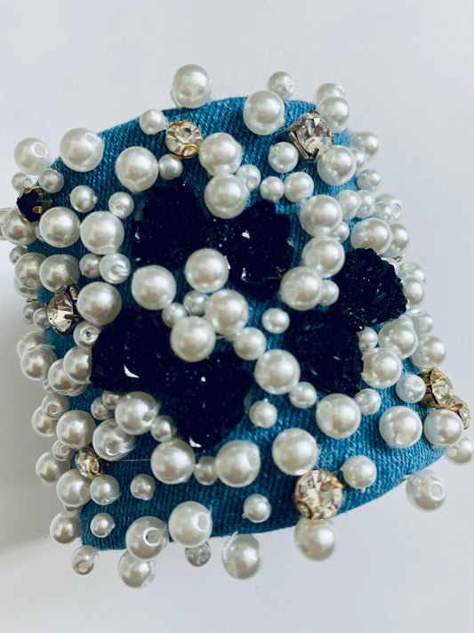 Bows Denim Bracelet with Charms & Beads– Boho Chic