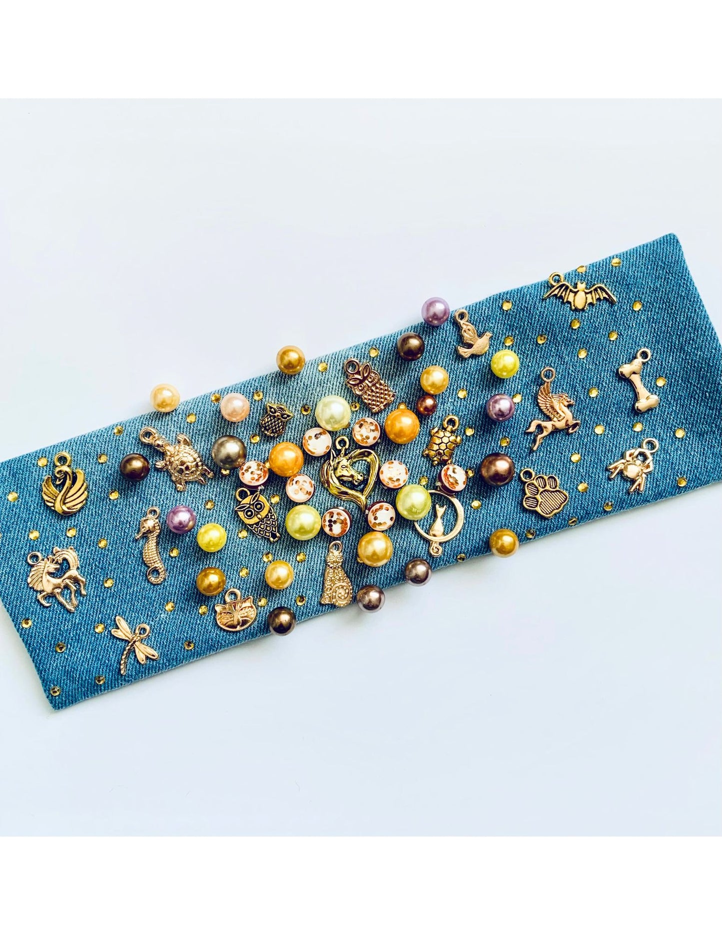 FAUNA Handmade Boho Chic Denim Bracelet with Charms